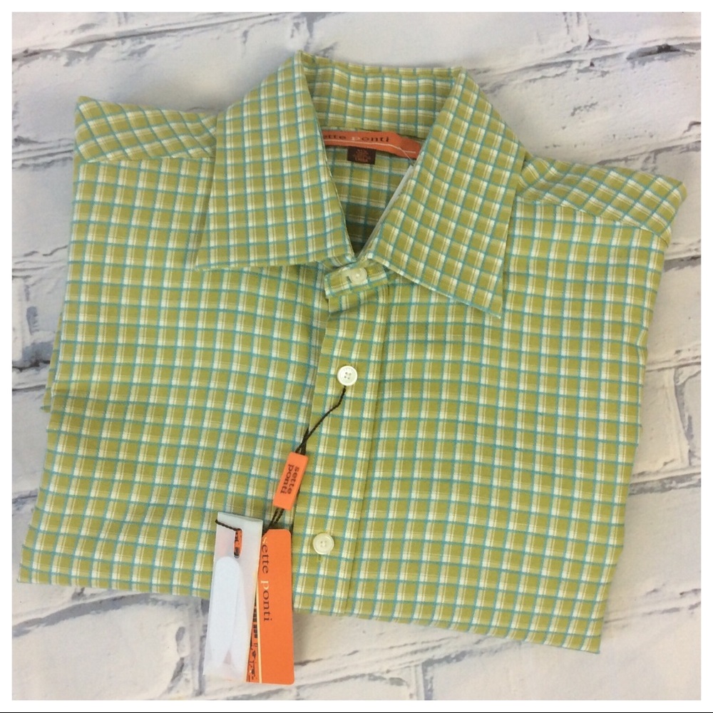 Sette Ponti Linen/Cotton Plaid Shirt, Size L